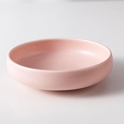 China Sustainable Ceramic Serving Plates 5inch 7inch Plate Korean Pink for sale