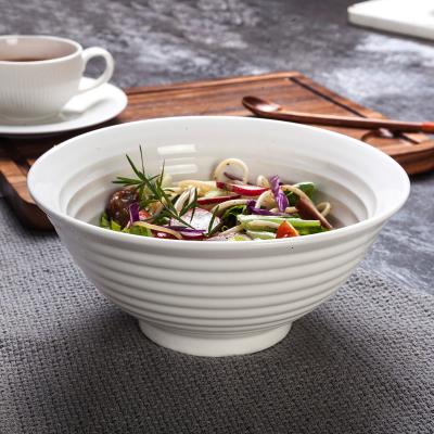 China Sustainable Restaurant Wedding Event Brilliant With Cross Grain Ceramic Noodle Bowl White for sale