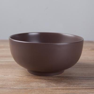 China 9 InchBowl Ceramic Sustainable Brown Kitchenware Deep Dark Brown for sale