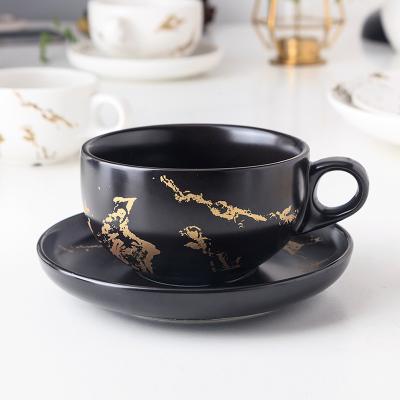 China Viable Theme Coffee White Black Marble Ceramic Coffee Mug Set For Weaving for sale