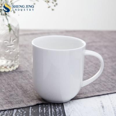 China Shengjing Guangzhou Manufacturer Ceramic Porcelain Hotel Restaurant 360Ml 13Oz White Cups Wholesale for sale