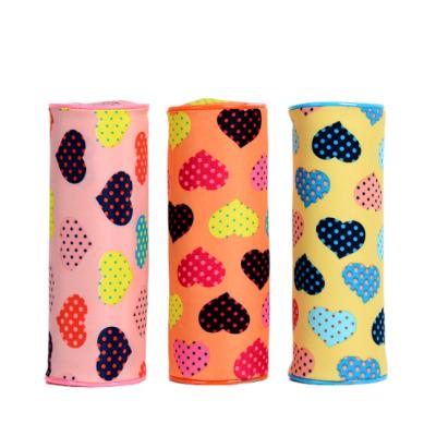 China Creative Free Time Stationery Heart Cylinder Pencil Case Storage Bag Student Pencil Case Creative Cosmetic Shape for sale