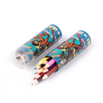 China Promotional Customized School Logo 3.5 Inch 12pcs Color Pencil Set In Tin Tube For Kids for sale