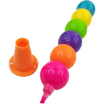 China New Next Low Smell Football Horn Shaped Highlighter Pen 6 Colors Pen 6 Marks for sale