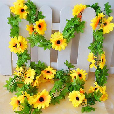 China Beautiful Colorful Home Office Party Garden Decoration Yellow Sunflower real touch Silk Artificial Flowers Bouquet for sale