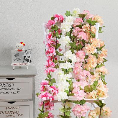 China Beautiful Colorful wedding home party set door head wall decoration artificial Cherry blossom flower rattan for sale