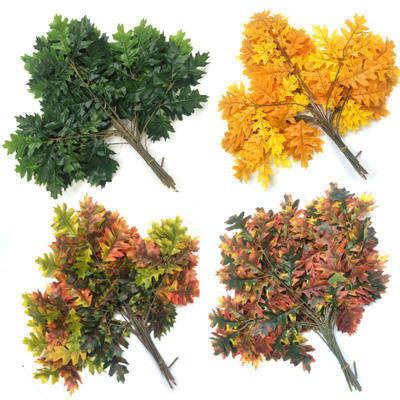 China Beautiful Colorful hot sale Wall Decoration Long Stem Green Plant real touch Artificial Tree Leaves Branch for sale