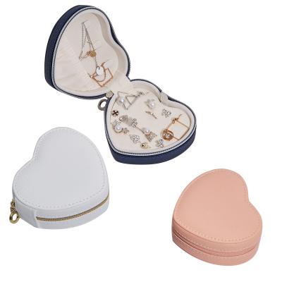 China Small PU Women Travel Earring Gift Box High Quality Custom Made Eco-Friendly Leather Portable Jewelry Storage Box for sale