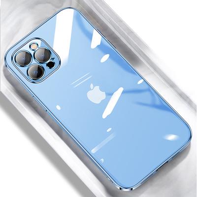 China 2021 New Product Anti-fall Cell Phone Case For Iphone 12 Transparent Glass Phone Case For Iphone 13 Pro Max for sale