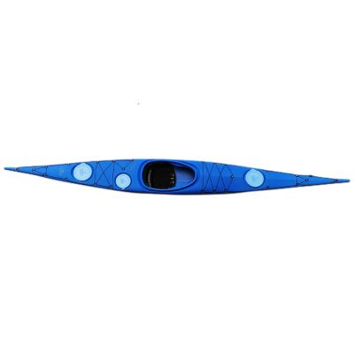 China 2021 LLDPE River Portable Single Sports Single Outriggers Fishing Canoe Drop Stitch Float Sailing Sea China Plastic Kayak for sale