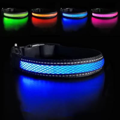 China Viable Led Collars Customized Dog Collar Adjustable Nylon Waterproof Reflective Led Dog Collar for sale