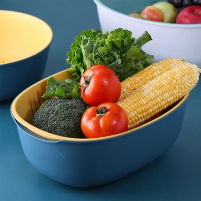 China Freshness Preservation High quality PP Nordic style double layer drainage basket vegetable washing basket for sale