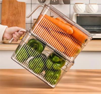 China Freshness Preservation Clear Refrigerator Storage Crisper Fruit Container Fridge Bins Organizer for sale