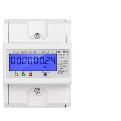 China DC 3 Watt Hour Meter RS485 Modbus Electronic Backlight Three Phase 4 Wire Watt Hour Meter 5-80A 380V AC 50Hz DDS024MR Three Phase 4 Wire Watt Hour Meter for sale