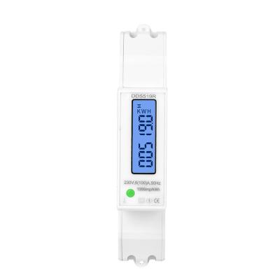 China Newest RS485 Mudbus 18mm Mini Size Digital Power Meter Single Phase Watt DIN Rail With Backlight AC 5-100A 230V DDS519MR for sale