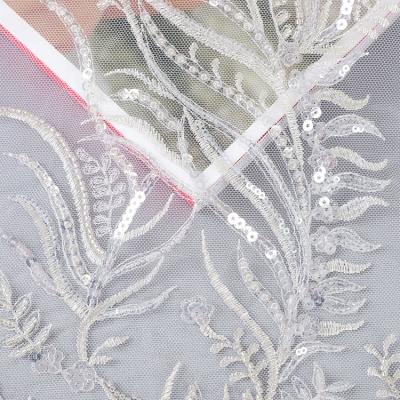 China GY6039 Sustainable Wedding Fabric Lace Border Lace Beaded Bridal Lace Fabrics With Sequin Fabric Roll for sale