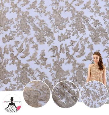 China Sustainable Luxury Apparel Material Border Lace Embroidery , Latest Wedding Decoration Embroidery Lace Fabric for sale