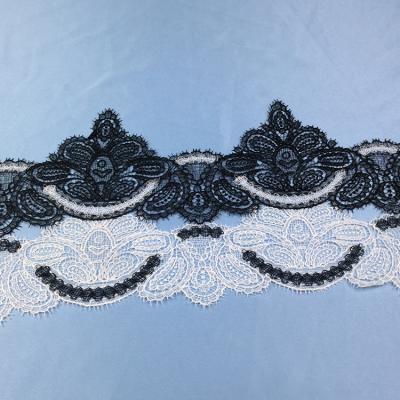 China Sustainable Nylon Spandex Stretch White Floral Lace Trim For Lingerie for sale