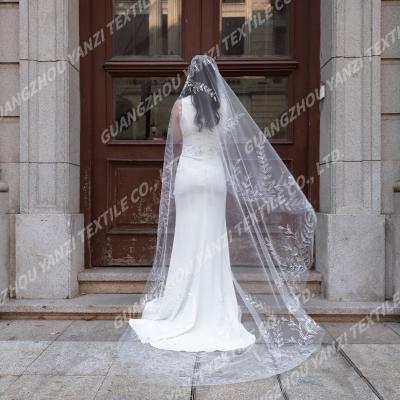 China New Lace Edge Yanzi Design Veil Weddings Dress 3 Meters Bride To Be Bridal Wedding Matching Veil Church Veil for sale