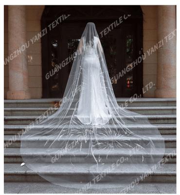 China 2022 Pearl Edge Exclusive Design High Quality Women's Veil 5 Meters Matching Church Wedding Veil Long Wedding Bridal Wedding Veil for sale