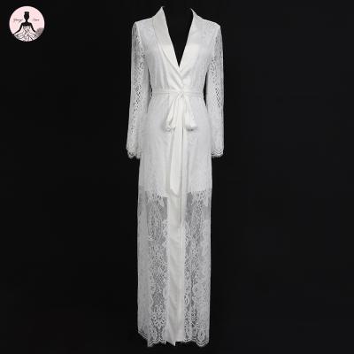 China Yanzi QUICK DRY plus size long nightgowns satin kimono robe lace bathrobe wedding bridesmaid long robe for sale