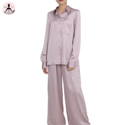 China Yanzi Women Pajamas Set QUICK DRY Satin Long Sleeve Silk Pajamas For Women Nightgowns Soft Pj Sets Long Pants Sleepwear for sale