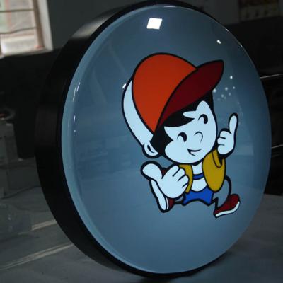 China Easy Assmebly Double Sides Round Aluminum Mirror Light Box Led Advertising Sign Board for sale