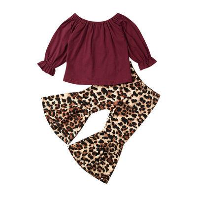 China 2021 Casual 2Pcs Toddler Baby Clothes Newborn Baby Strapless Tops +Leopard Pants Outfits Set for sale