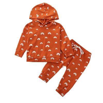 China Fashionable Breathable Rainbow Sweat Suits Neutral Infant Baby Hoodie Sets Baby Clothes Newborn Clothing Sets for sale