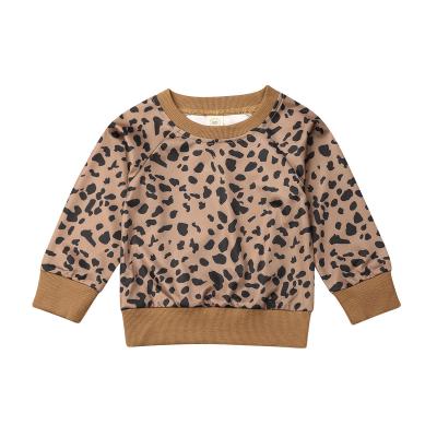 China 2021 Regular Leopard Animal Print Crewneck Sweatshirt Cotton Infant Baby Pullover for sale