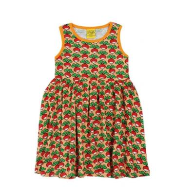 China Wholesale high quality breathable latest fashion 100% cotton boutique carrot pattern casual girls dress for sale