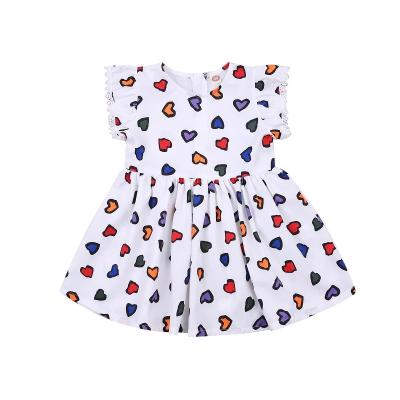 China Short Sleeves 2021 Colorful Hearts Valentine Casual Style Dress Girls Brand New Toddler Babies Love Printing Short Sleeve Round Neck for sale