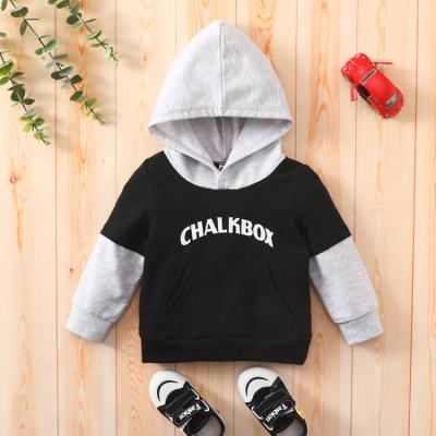 China Breathable Modern Color Blocked Top Letters Printed Practical Kangaroo Pocket Baby Sweatshirt Hoodie for sale