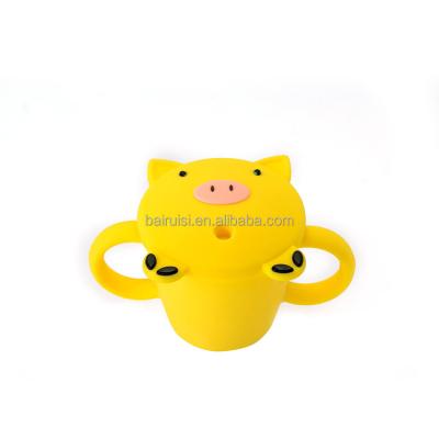 China 2021 new silicone viable iisting cups for infant babies washable silicone animal snack sippy cup for sale