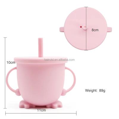 China Factory direct sale viable silicone baby cup with durable straw silicone baby cup straw training for sale