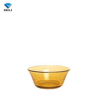 China Sustainable Hot Sale Grocery Large Round Dark Brown Heat Resistant Microwave Safe Glass Salad Bowl for sale