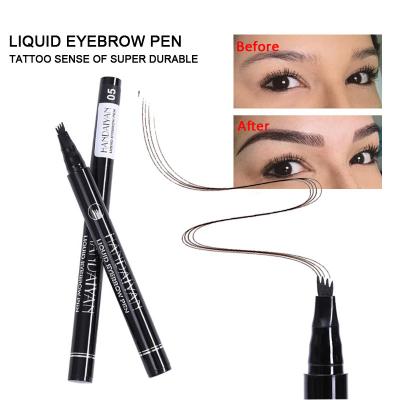 China Amazon 4 Fork Waterproof Eyebrow Liquid Pen Permanent Tattoo Pencil for sale