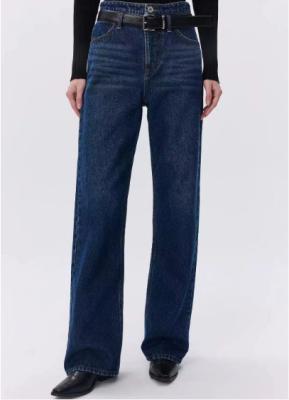 China High-waisted straight-leg denim trousers. for sale