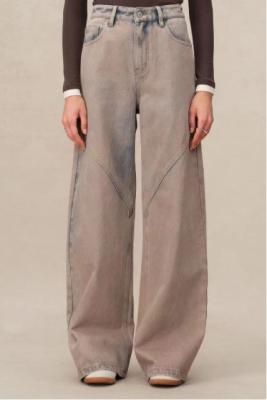 Chine Pantalon en denim à haute taille et à jambes droites à vendre