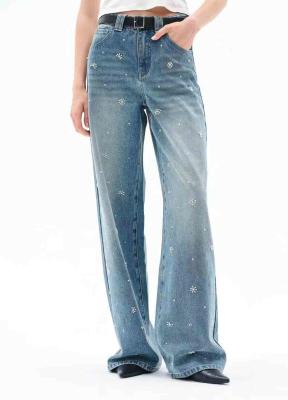 Chine Jeans à haute taille et large jambe pour une silhouette classique et flatteuse à vendre