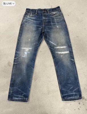 China Classic Dark Wash Straight Leg Jeans With Whiskering And Fading For A Vintage Look for sale