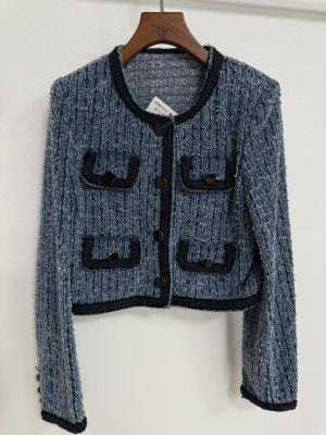 China Klassieke losse H-vormige gesneden denim blazer voor een vleiend silhouet Te koop