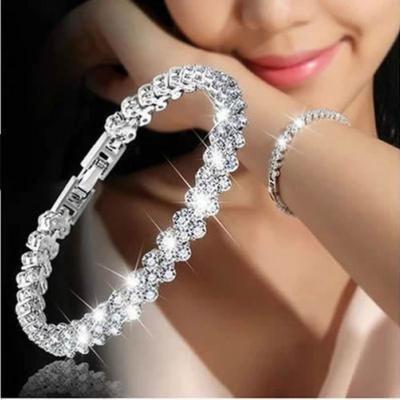 China Hot Sale 3 Colors Women Contracted Bracelets Shape Roman Style Crystal Bracelets 925 Sterling Silver Bangles For Gifts Accessories for sale