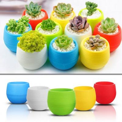 China Best Modern Selling Colorful Plastic Round Flower Pots For Succulents Indoor Plants Balcony Garden Plant Office Home Office Small Pots for sale