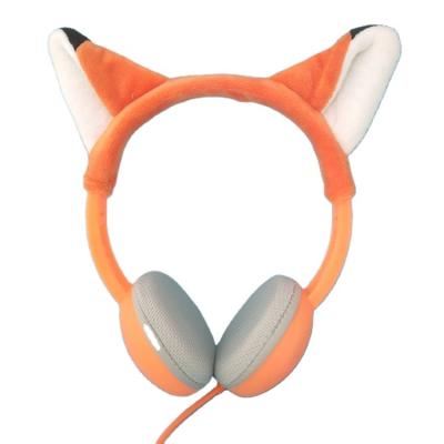 China 2021 High Quality Fashion Cute Cartoon Fox Ear Headphones Cute Animal Plush Cable Headphone Headband For Kids for sale