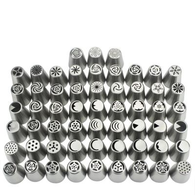 China DUMO 57Pcs Stainless Steel Viable Russian Tulip Flower Icing Pipe Nozzle Cake Tools Set Kit Cake Decorating Tips Supplies for sale