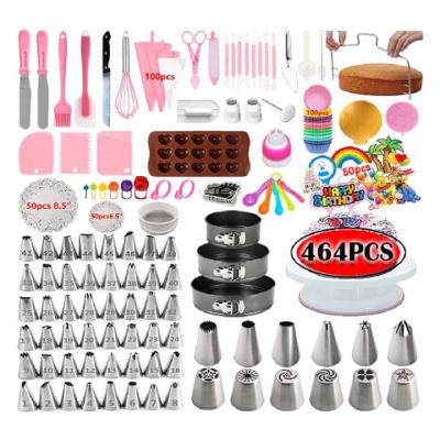 China DUMO 464Pcs Sustainable Factory Cake Decorating Supplies Kit Set Pastry Bag Icing Piping Scraper Baking Accessories for sale