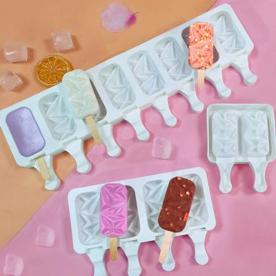 China DUMO 4-8 Cavities Rhombus Silicone Popsicle Mold Viable Homemade Silicone Ice Cream Mold Juice Lollipop Tray Reusable DIY Ice Cream Mold for sale