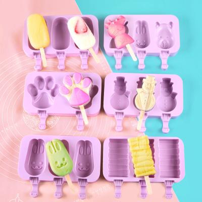 China DUMO Food Grade Reusable Reusable Silicone Popsicle Mold DIY Purple Cute Cartoon Ice Cream Mold Lolly Ice Lattice Pop Tray for sale