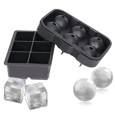 China DUMO 2Pcs Viable Ice Cube Trays Silicone Sphere With Lids Large Square Whiskey Ice Cube Molds For Cocktails for sale